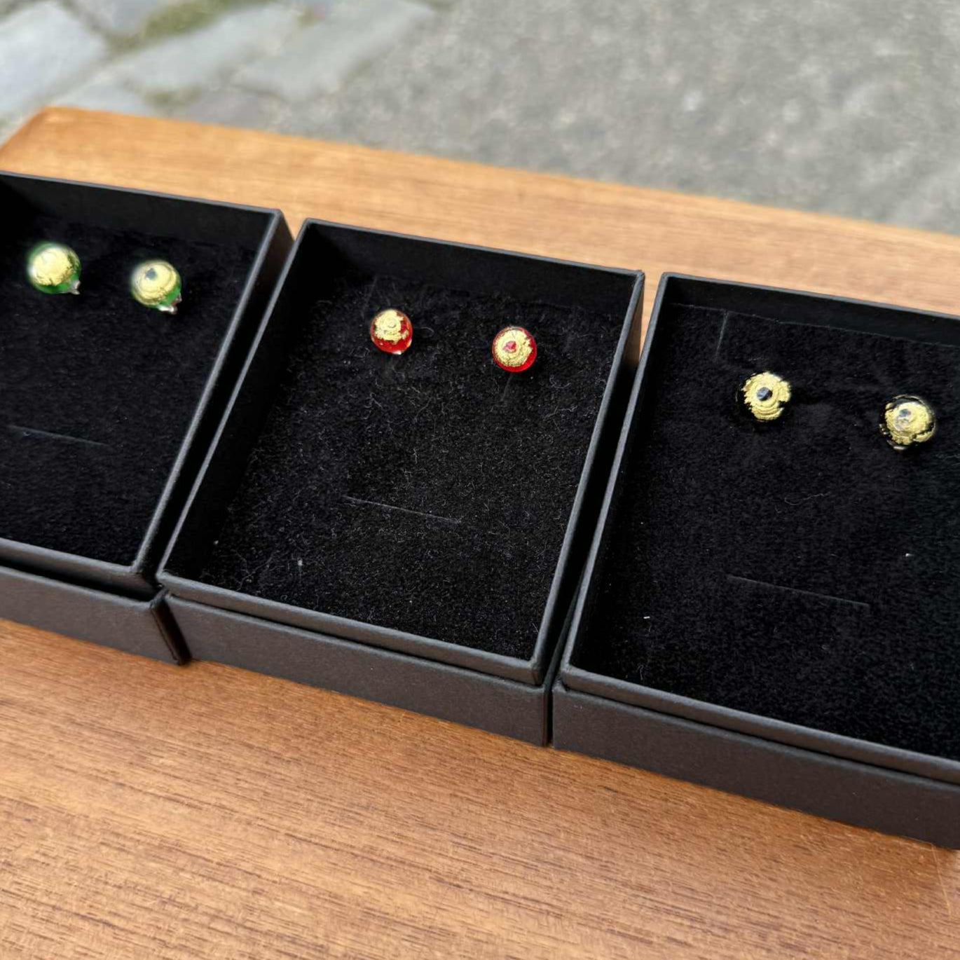 Ørepynt i glass: Goldleaf, studs