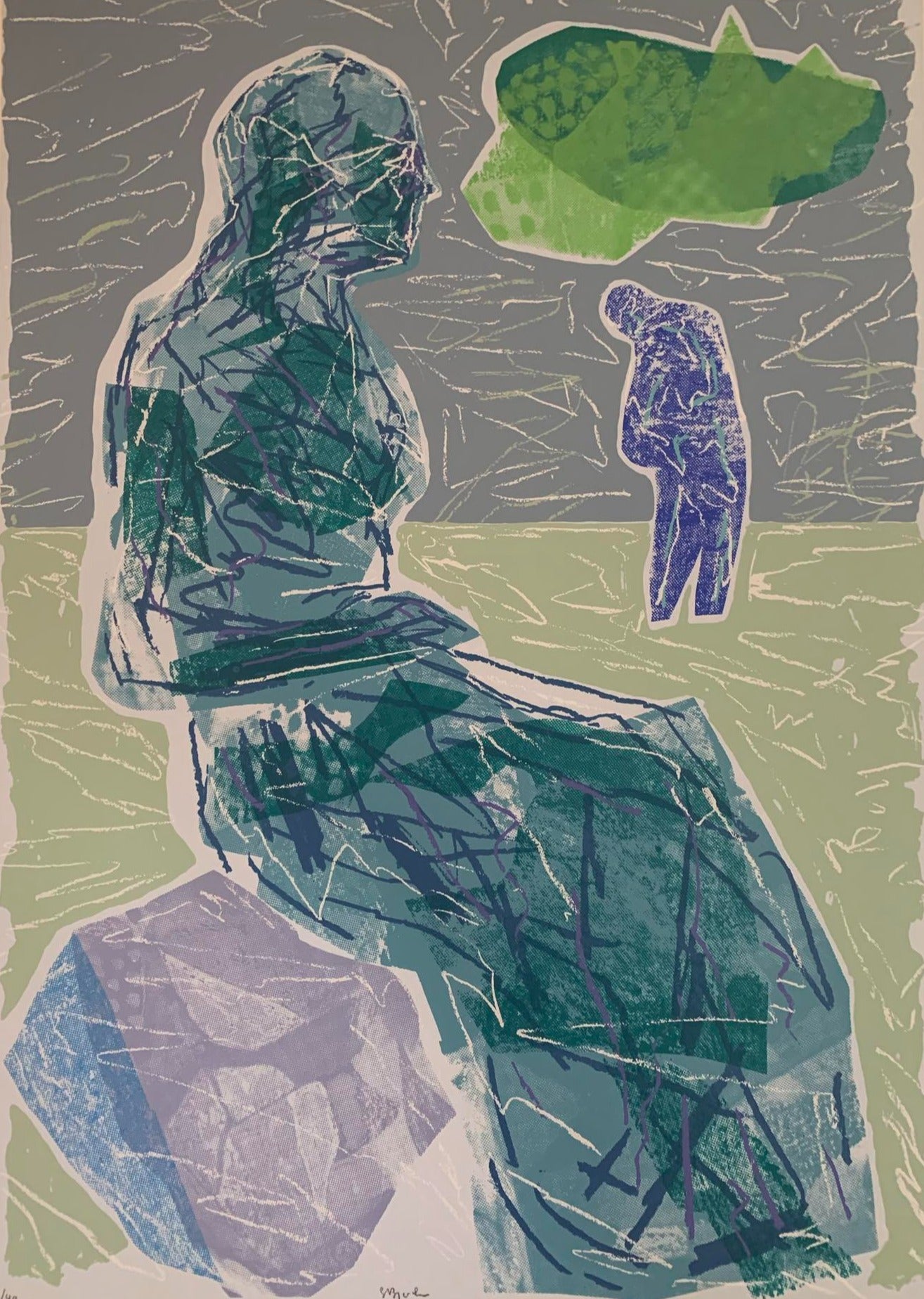 Ventende i stillhet (blå)