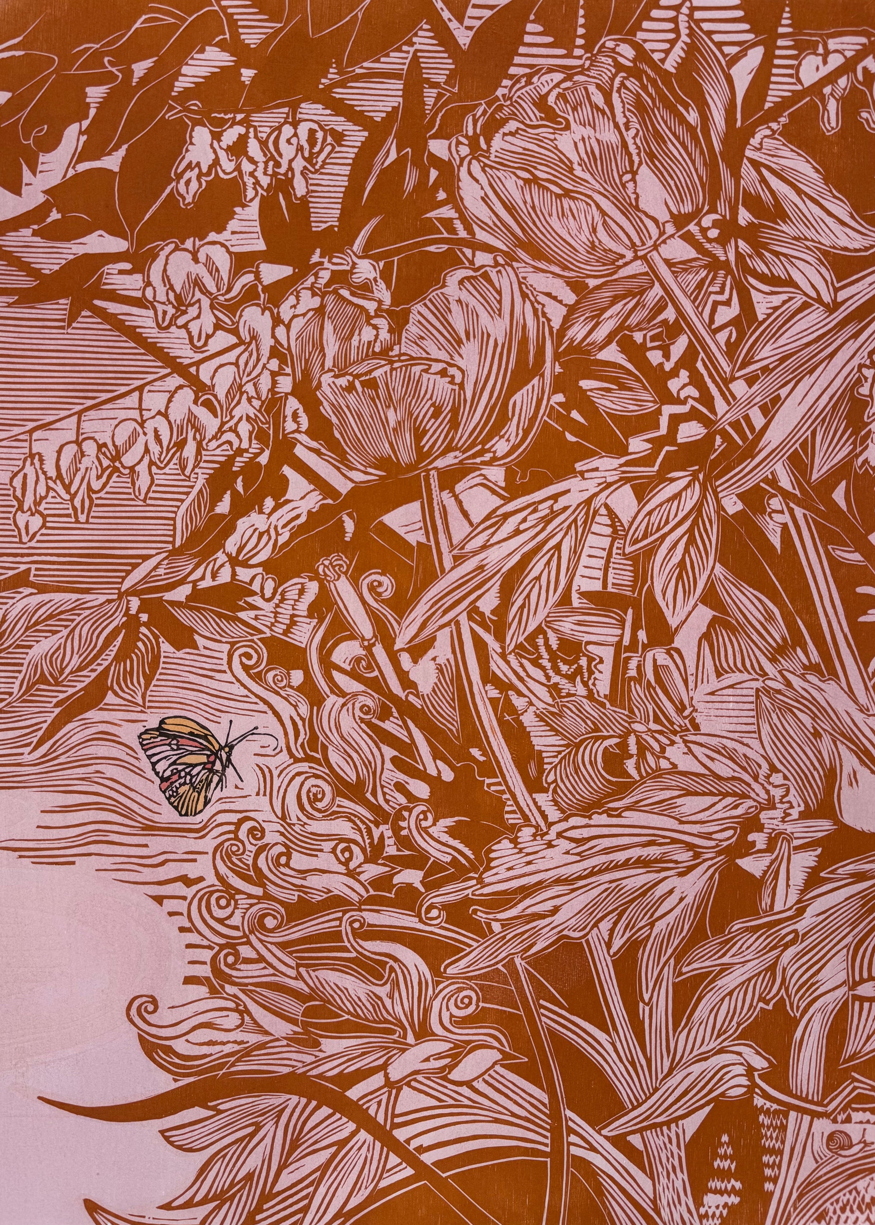 Hage Juni I (rosa / oransje)