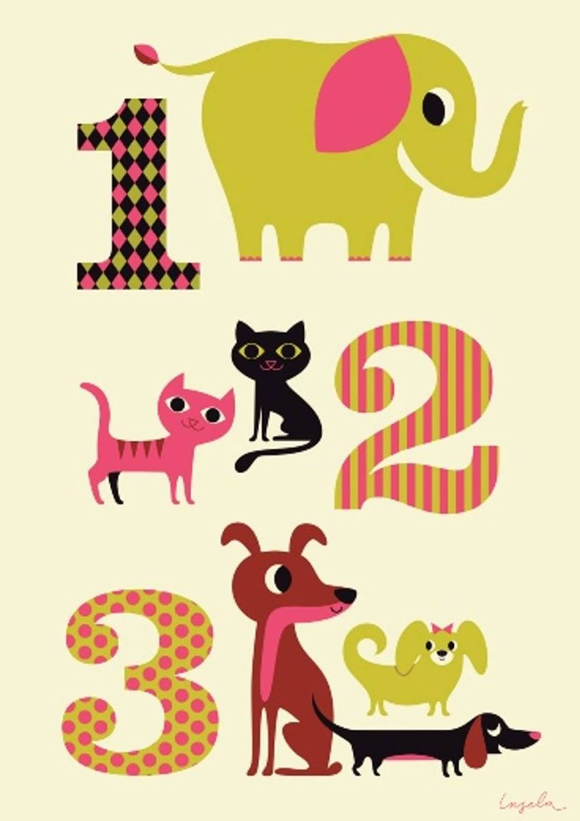 1 - 2 - 3, plakat - innrammet