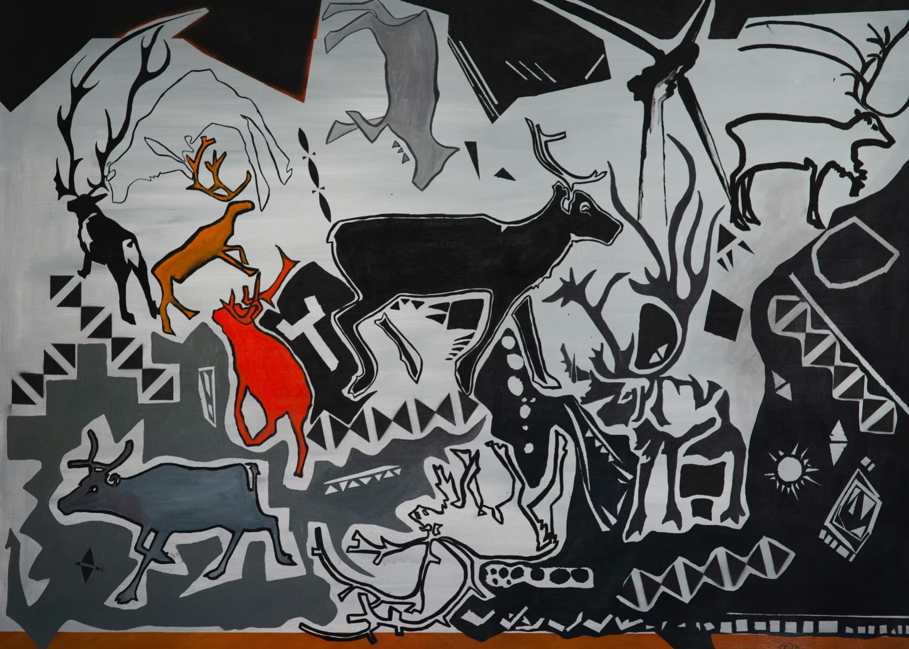 Hällristning vid ett vindkraftverkt (med passpartout)