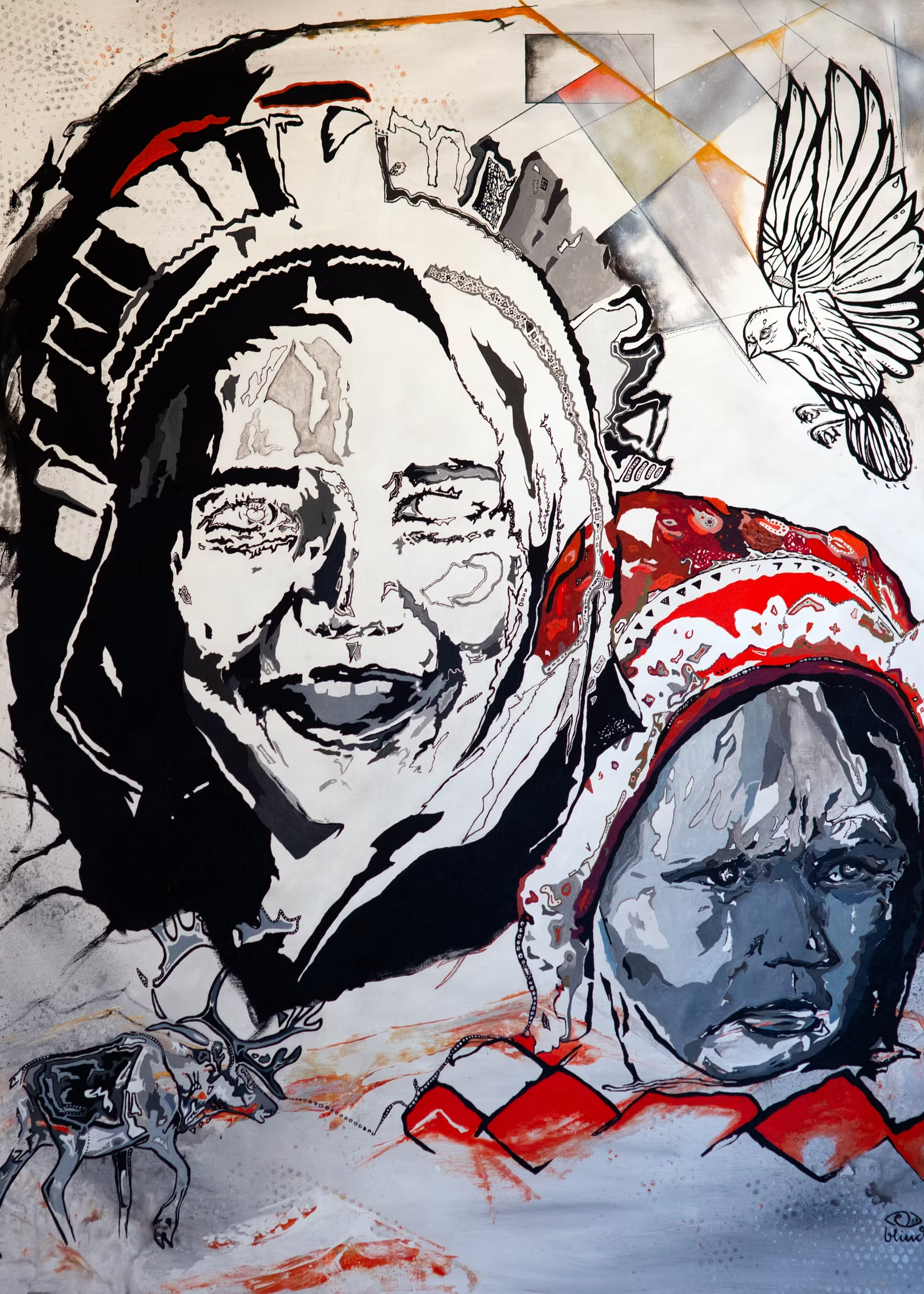 Portrett av hotat kultur (med passpartout)